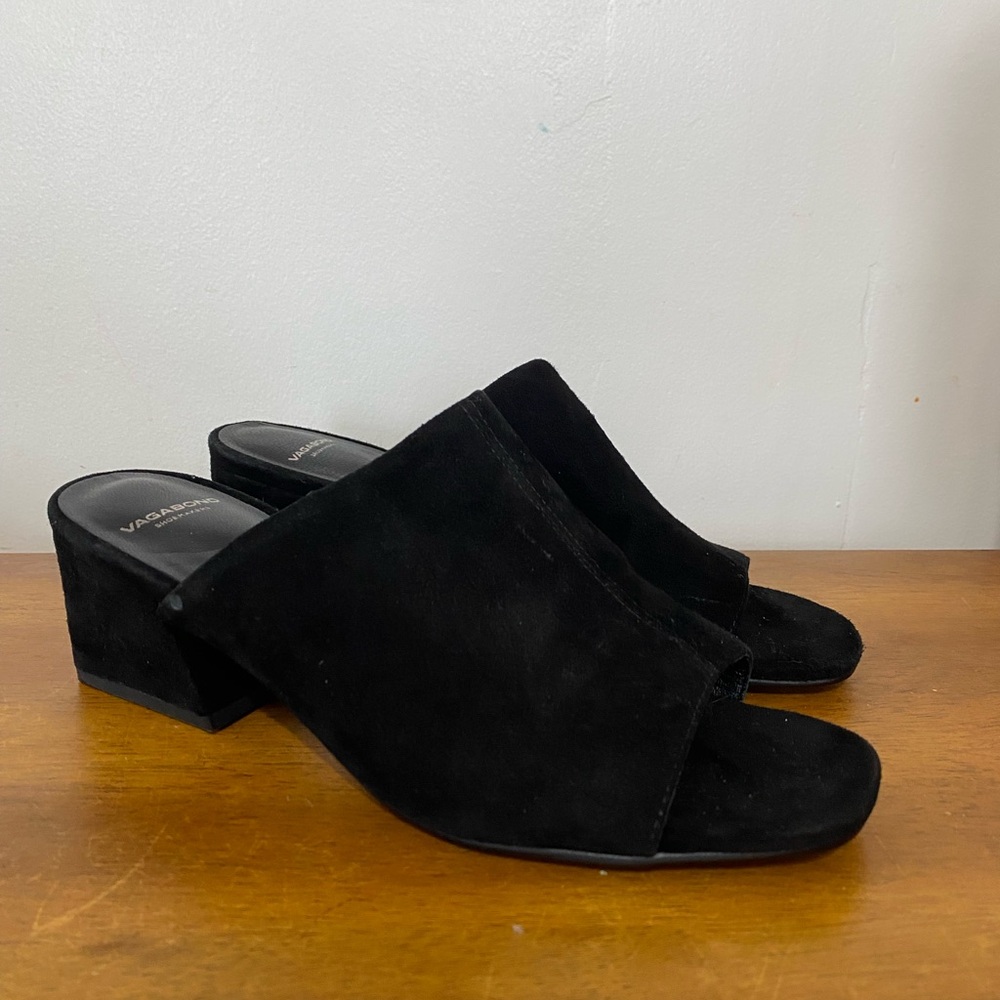 Vagabond Black Suede Open-Toe Mules